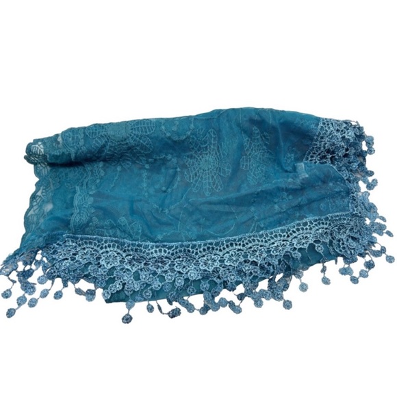 Embroidered Stole - Turquoise - Picture 2 of 11